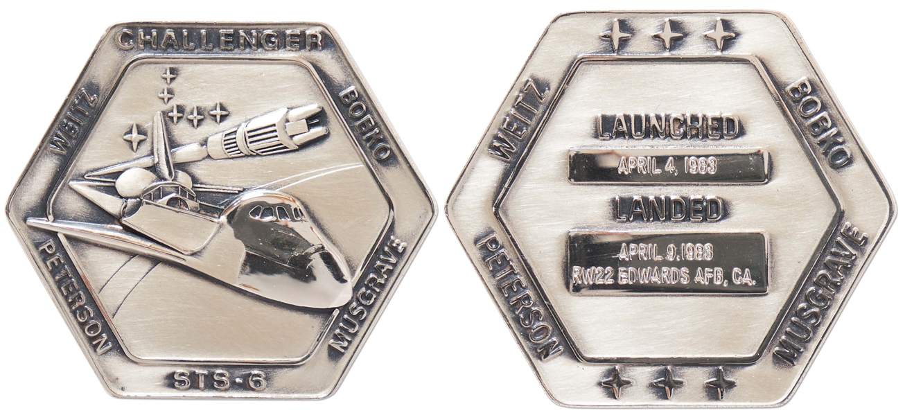 Flown Robbins Medallion from STS-6, the First Flight of Space Shuttle Challenger -- From the Personal Collection of STS-6 Astronaut Story Musgrave and With His LOA