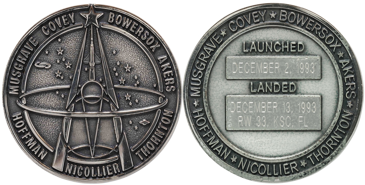 Flown Robbins Medallion from STS-61 Space Shuttle Endeavour -- From the Personal Collection of STS-61 Astronaut Story Musgrave and With His LOA