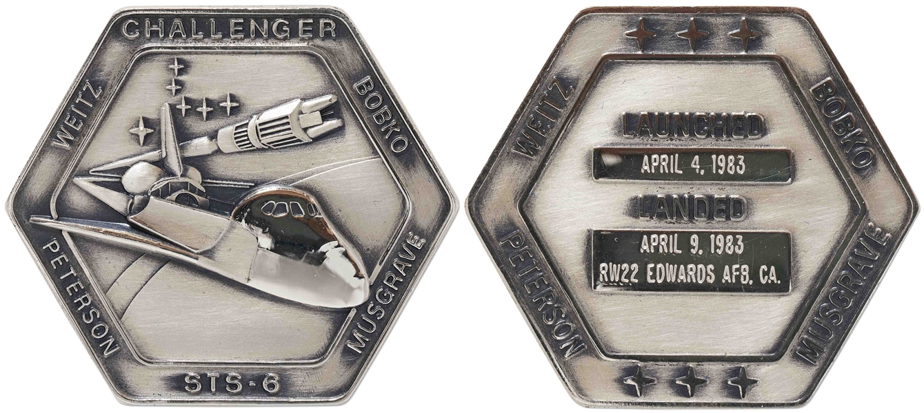 Robbins Medallion from STS-6, the First Flight of Space Shuttle Challenger -- From the Personal Collection of STS-6 Astronaut Story Musgrave and With His LOA