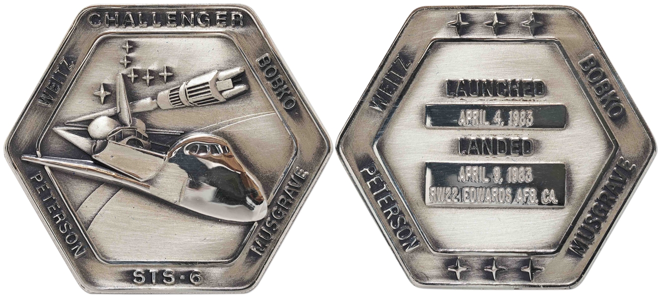 Robbins Medallion from STS-6, the First Flight of Space Shuttle Challenger -- From the Personal Collection of STS-6 Astronaut Story Musgrave and With His LOA