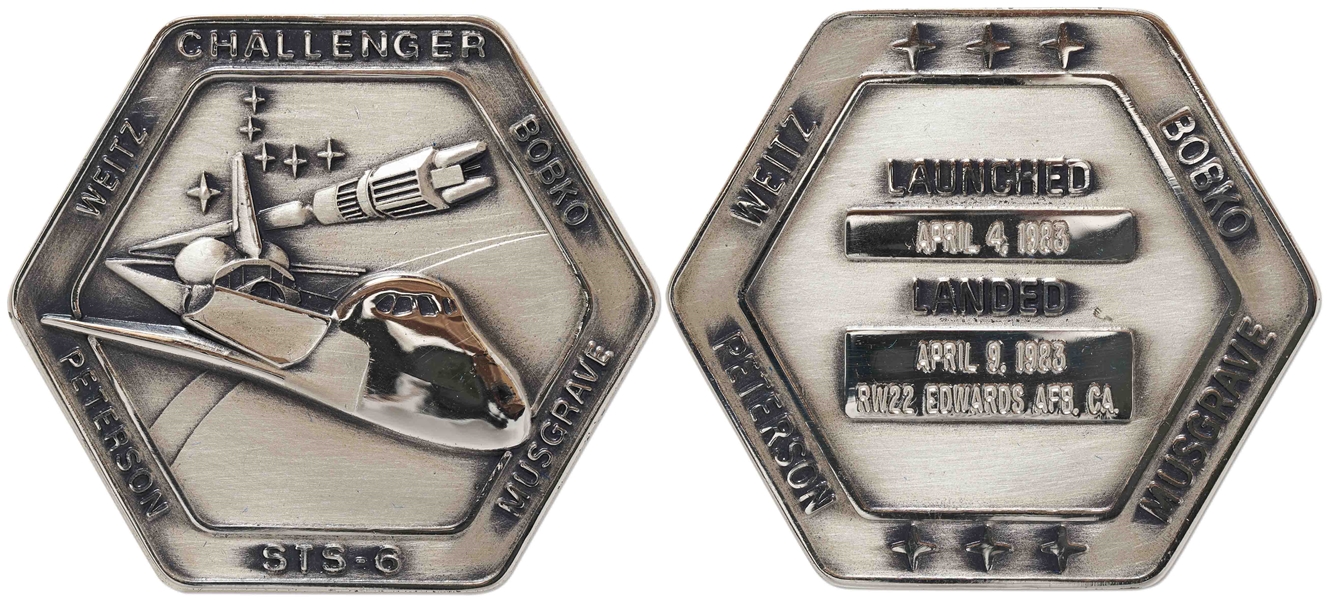 Robbins Medallion from STS-6, the First Flight of Space Shuttle Challenger -- From the Personal Collection of STS-6 Astronaut Story Musgrave and With His LOA