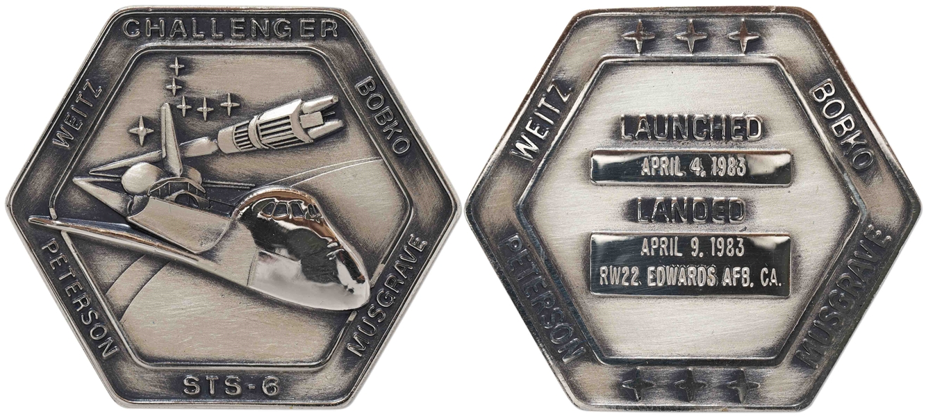 Robbins Medallion from STS-6, the First Flight of Space Shuttle Challenger -- From the Personal Collection of STS-6 Astronaut Story Musgrave and With His LOA