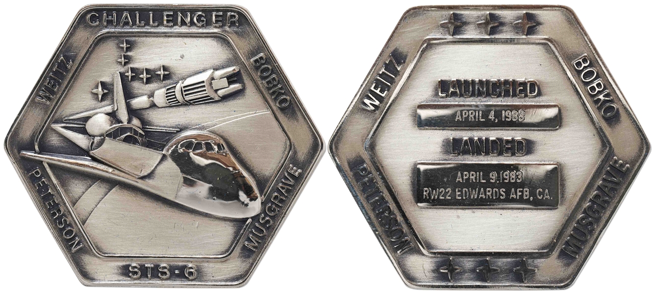 Robbins Medallion from STS-6, the First Flight of Space Shuttle Challenger -- From the Personal Collection of STS-6 Astronaut Story Musgrave and With His LOA