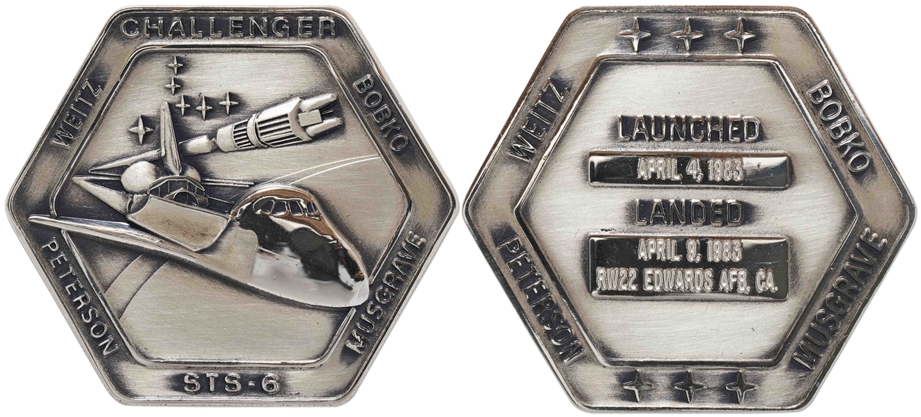 Robbins Medallion from STS-6, the First Flight of Space Shuttle Challenger -- From the Personal Collection of STS-6 Astronaut Story Musgrave and With His LOA