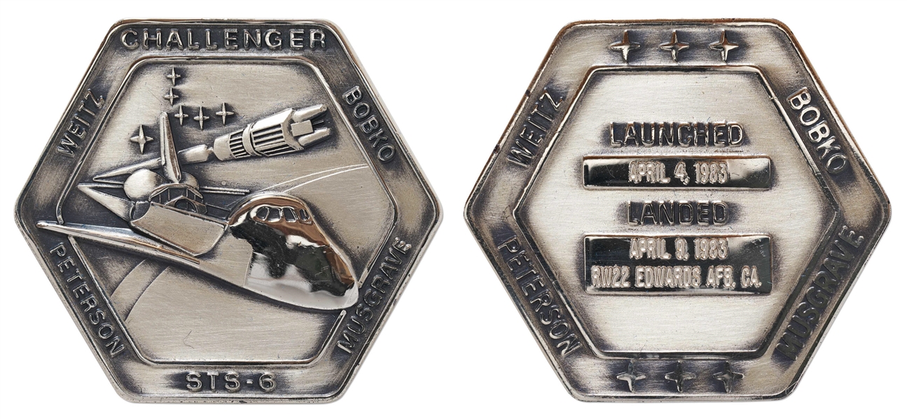Robbins Medallion from STS-6, the First Flight of Space Shuttle Challenger -- From the Personal Collection of STS-6 Astronaut Story Musgrave and With His LOA