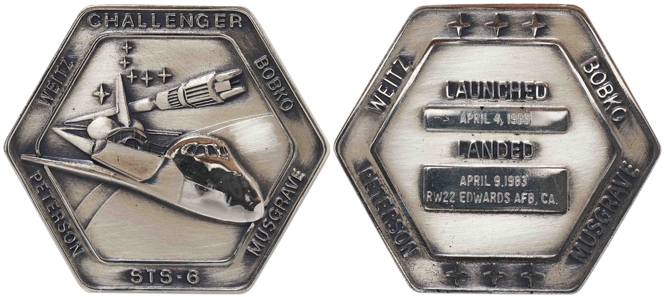 Robbins Medallion from STS-6, the First Flight of Space Shuttle Challenger -- From the Personal Collection of STS-6 Astronaut Story Musgrave and With His LOA