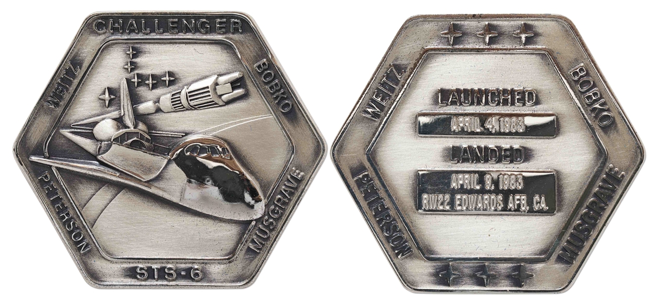 Robbins Medallion from STS-6, the First Flight of Space Shuttle Challenger -- From the Personal Collection of STS-6 Astronaut Story Musgrave and With His LOA