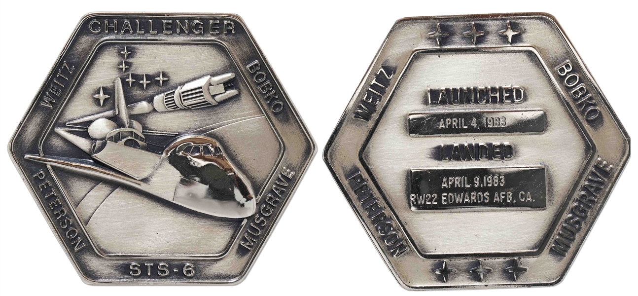 Robbins Medallion from STS-6, the First Flight of Space Shuttle Challenger -- From the Personal Collection of STS-6 Astronaut Story Musgrave and With His LOA