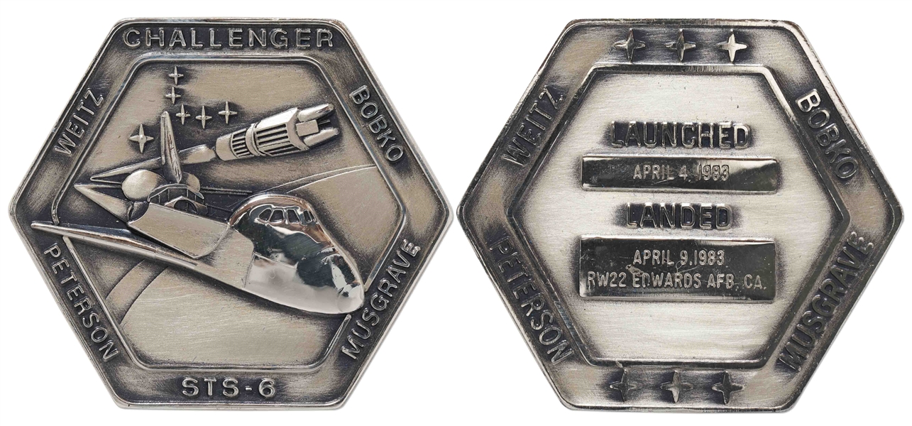 Robbins Medallion from STS-6, the First Flight of Space Shuttle Challenger -- From the Personal Collection of STS-6 Astronaut Story Musgrave and With His LOA