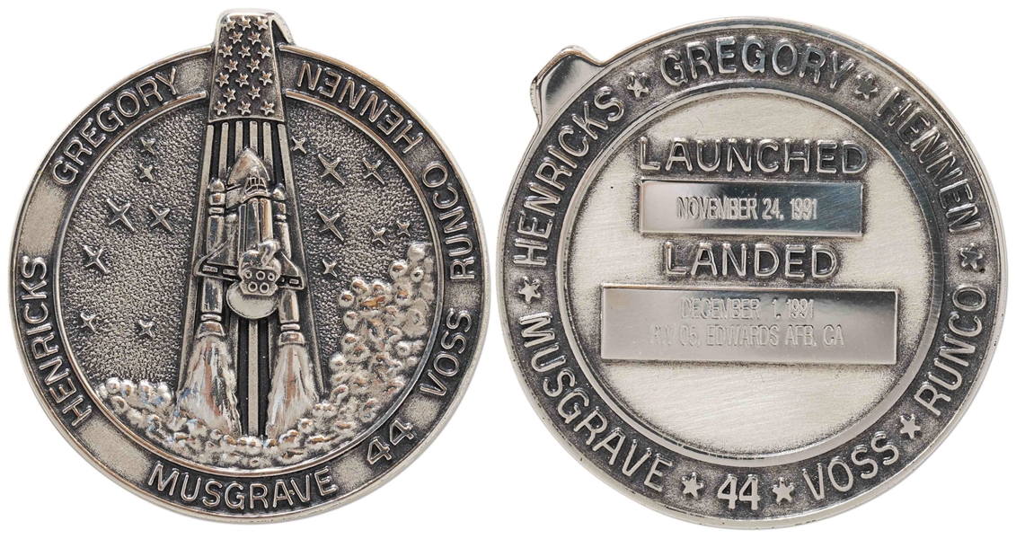 Robbins Medallion from STS-44, One of the Space Shuttles Deployed on Behalf of the U.S. Department of Defense -- From the Personal Collection of STS-44 Astronaut Story Musgrave and With His LOA