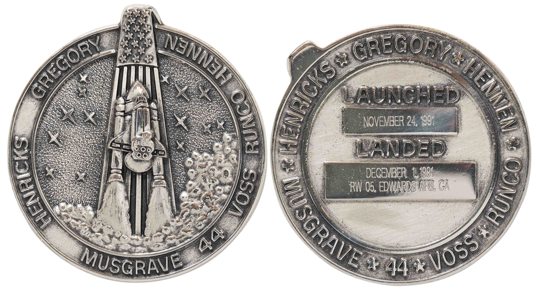 Robbins Medallion from STS-44, One of the Space Shuttles Deployed on Behalf of the U.S. Department of Defense -- From the Personal Collection of STS-44 Astronaut Story Musgrave and With His LOA
