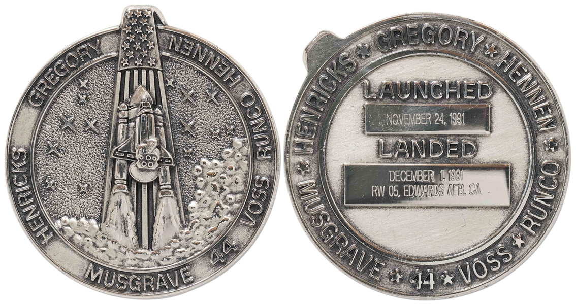 Robbins Medallion from STS-44, One of the Space Shuttles Deployed on Behalf of the U.S. Department of Defense -- From the Personal Collection of STS-44 Astronaut Story Musgrave and With His LOA