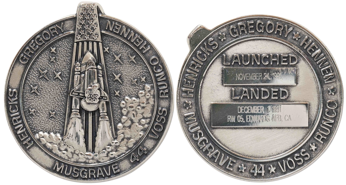 Robbins Medallion from STS-44, One of the Space Shuttles Deployed on Behalf of the U.S. Department of Defense -- From the Personal Collection of STS-44 Astronaut Story Musgrave and With His LOA