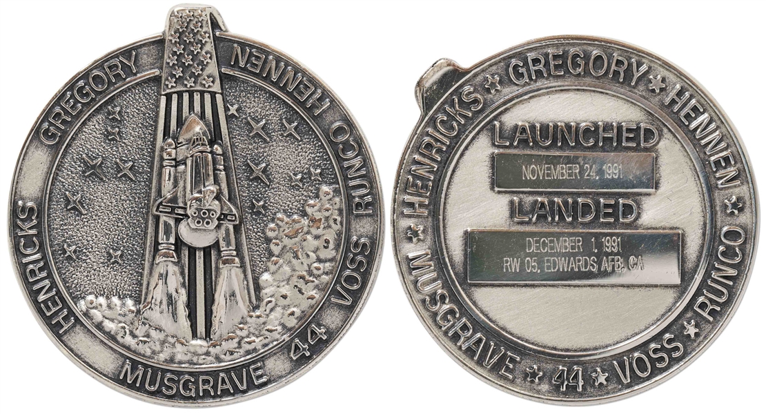 Robbins Medallion from STS-44, One of the Space Shuttles Deployed on Behalf of the U.S. Department of Defense -- From the Personal Collection of STS-44 Astronaut Story Musgrave and With His LOA