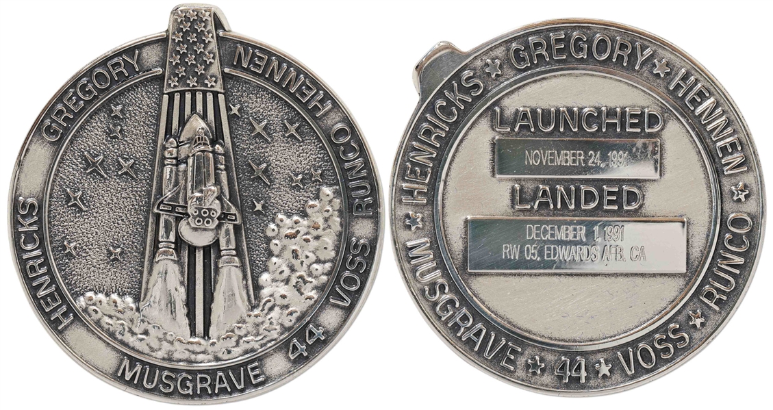 Robbins Medallion from STS-44, One of the Space Shuttles Deployed on Behalf of the U.S. Department of Defense -- From the Personal Collection of STS-44 Astronaut Story Musgrave and With His LOA