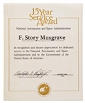 15-Year Service Award Presented to Astronaut Story Musgrave by NASA