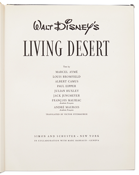 Walt Disney Signed Illustrated Copy of ''Living Desert'' -- Without Inscription -- With Phil Sears COA