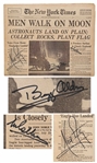 Exceptional Apollo 11 Crew-Signed Newspaper, MEN WALK ON MOON -- Without Inscription -- With Steve Zarelli COA