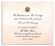Invitation to The Coolidge White House & Pass for Parking -- 1924