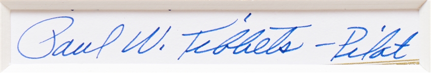 Signatures of President Harry Truman with Six of the Enola Gay Crew -- Matted with a 16'' x 20'' Photo of the Hiroshima Bombing -- With PSA/DNA COAs