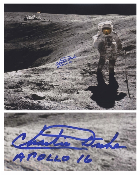Charlie Duke Signed 20 x 16 Photo on the Moon During Apollo 16