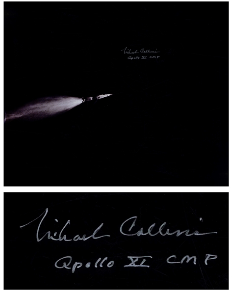 Michael Collins Signed 20 x 16 Photo of the Apollo 11 Saturn Rocket in Space