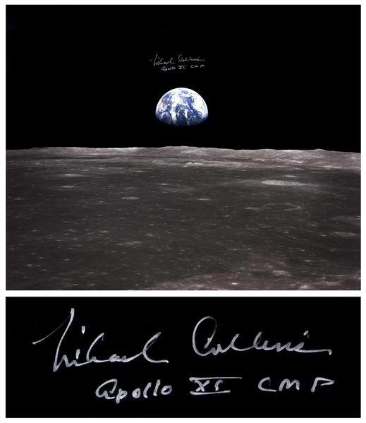 Michael Collins Signed 20 x 16 Photo of the Apollo 11 Version of Earthrise