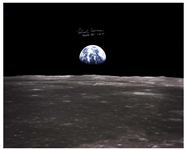 Michael Collins Signed 20'' x 16'' Photo of the Apollo 11 Version of ''Earthrise''
