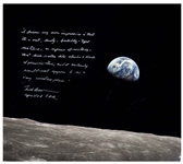 Frank Borman Signed 20'' x 16'' Photo, With His Thoughts About the Moon: ''...it's a vast, lonely, forbidding-type existence...''