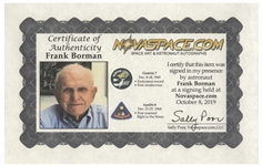 Frank Borman Signed 20'' x 16'' Photo, With His Thoughts About the Moon: ''...it's a vast, lonely, forbidding-type existence...''