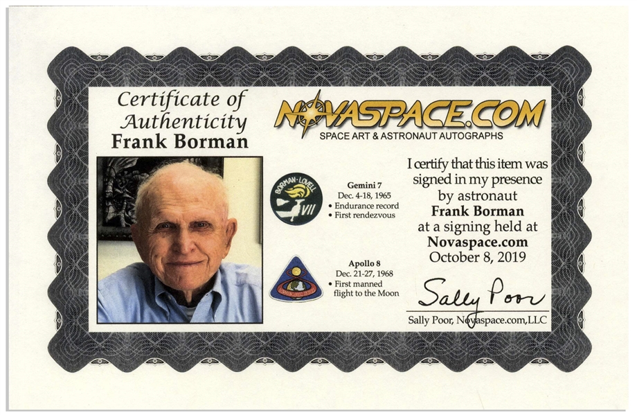 Frank Borman Signed 20'' x 16'' Photo of the Gemini 7 Spacecraft