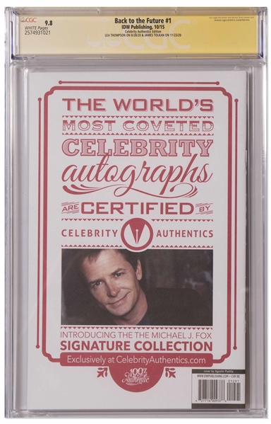 ''Back to the Future'' Cast-Signed Comic #1, Graded 9.8 -- Includes Signatures of Michael J. Fox, Christopher Lloyd, Lea Thompson, Thomas Wilson, Claudia Wells & Screenwriter Bob Gale