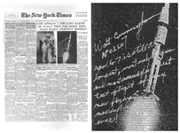 Walter Cunningham Signed New York Times Poster From 12 October 1968, Regarding Apollo 7, the most successful first test flight of any new flying machine - ever!