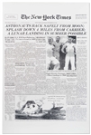 Frank Borman Signed ''New York Times'' Poster From 28 December 1968 After the Successful Return to Earth of Apollo 8 -- Borman Additionally Writes ''...a small disk 240,000 miles away...''