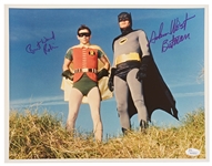 Adam West and Burt Ward Signed 14 x 11 Photo From Batman -- Uninscribed, With Both Men Adding Their Characters Names -- With JSA COA