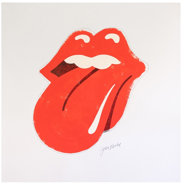 The Rolling Stones' ''Tongue and Lips'' Original Artwork by Logo Creator John Pasche -- Large Piece Measures 31.5'' Square