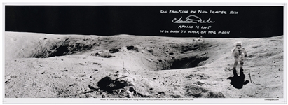 Charlie Duke Signed 23.5 Panoramic Photo at the Edge of the Plum Crater