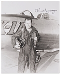 Chuck Yeager Signed 8 x 10 Photo in Front of the Bell X-1A Plane