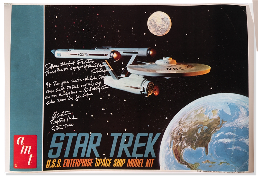 William Shatner Signed ''Star Trek'' Poster -- Shatner Writes the Famous Title Sequence Introduction: ''Space the Final Frontier...William Shatner / Capt. Kirk / Star Trek''