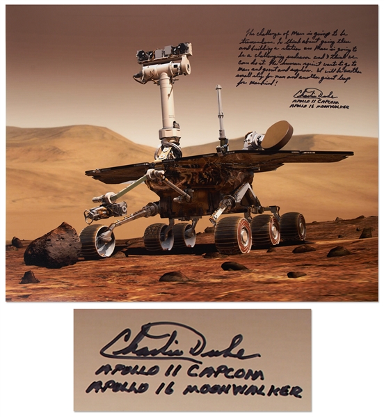 Apollo 16 Moonwalker Charlie Duke Signed 20 x 16 Photo of the Mars Rover -- The human spirit wants to go to Mars...It will be another small step for man and another giant leap for mankind!