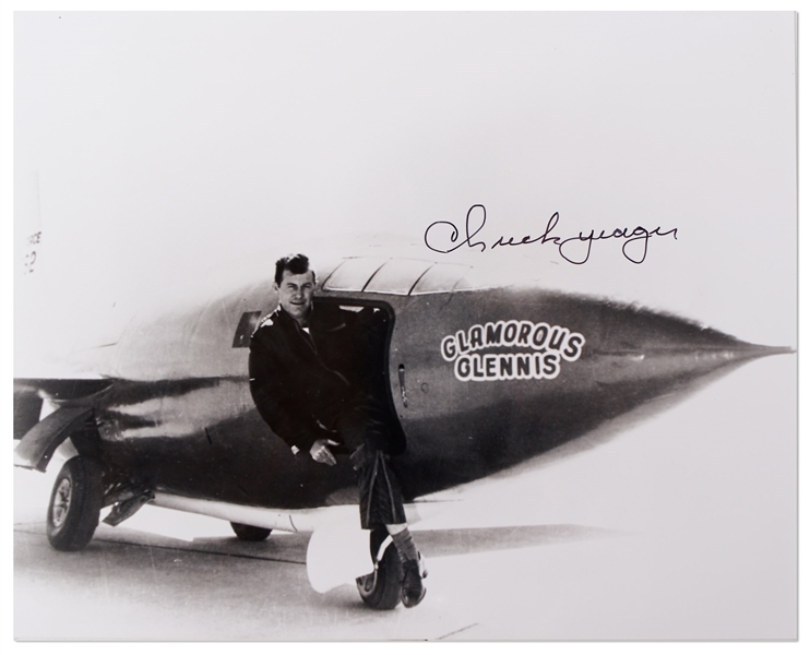 Chuck Yeager Signed 10 x 8 Photo, in the Bell X-1 Plane that Broke the Sound Barrier in 1947