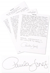 Paula Jones Handwritten, Signed Statement Regarding Bill Clinton Propositioning Her When She Was an Arkansas State Employee -- ...The Governor would like to meet with you...