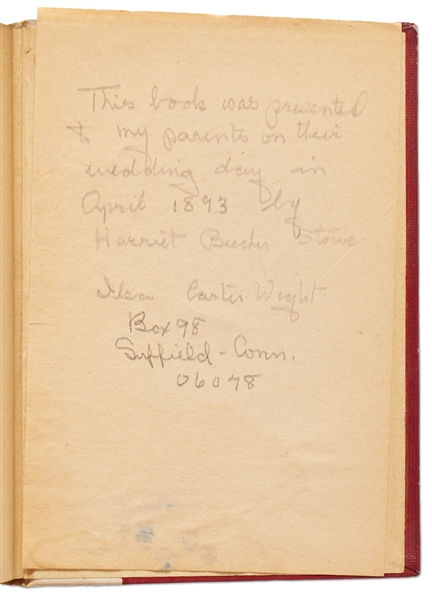 Harriet Beecher Stowe Signed Copy of ''Uncle Tom's Cabin''