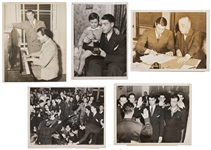 Joe DiMaggio Signed Photo Without Inscription -- Plus Four 1930-40s Press Photos of DiMaggio