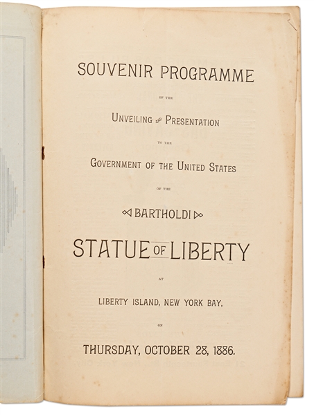 Statue of Liberty Souvenir Program from the Dedication and Unveiling on 28 October 1886