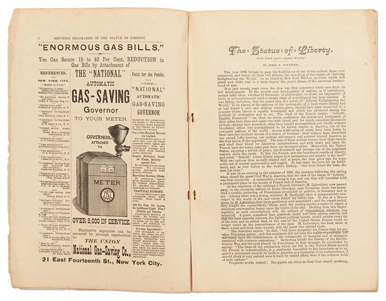 Statue of Liberty Souvenir Program from the Dedication and Unveiling on 28 October 1886