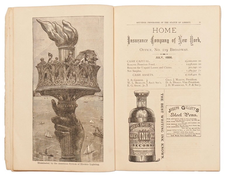 Statue of Liberty Souvenir Program from the Dedication and Unveiling on 28 October 1886