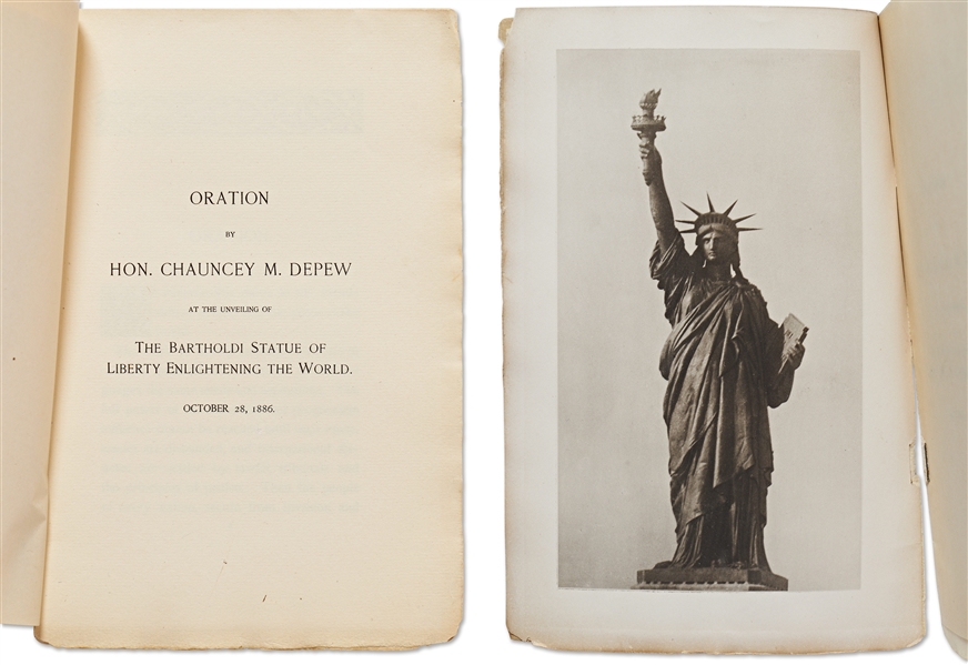 Statue of Liberty Dedication Booklet -- The Oration by Chauncey M. Depew Who Hosted the Ceremony in 1886