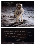 Frank Borman Signed 20 x 16 Apollo 11 Visor Photo -- Borman Writes that He Watched the Apollo 11 Moon Landing with Nixon