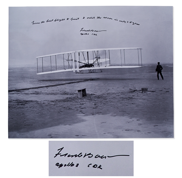 Dramatic 20 x 16 Photo Signed by Astronaut Frank Borman -- Reflecting on the Remarkable Progress of Aeronautics in the 20th Century